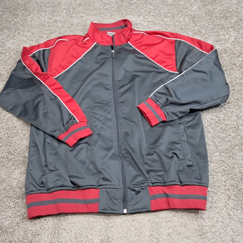 Athletic Works Mens Track Jacket Grey Red Full Zip AW45A111C Size M